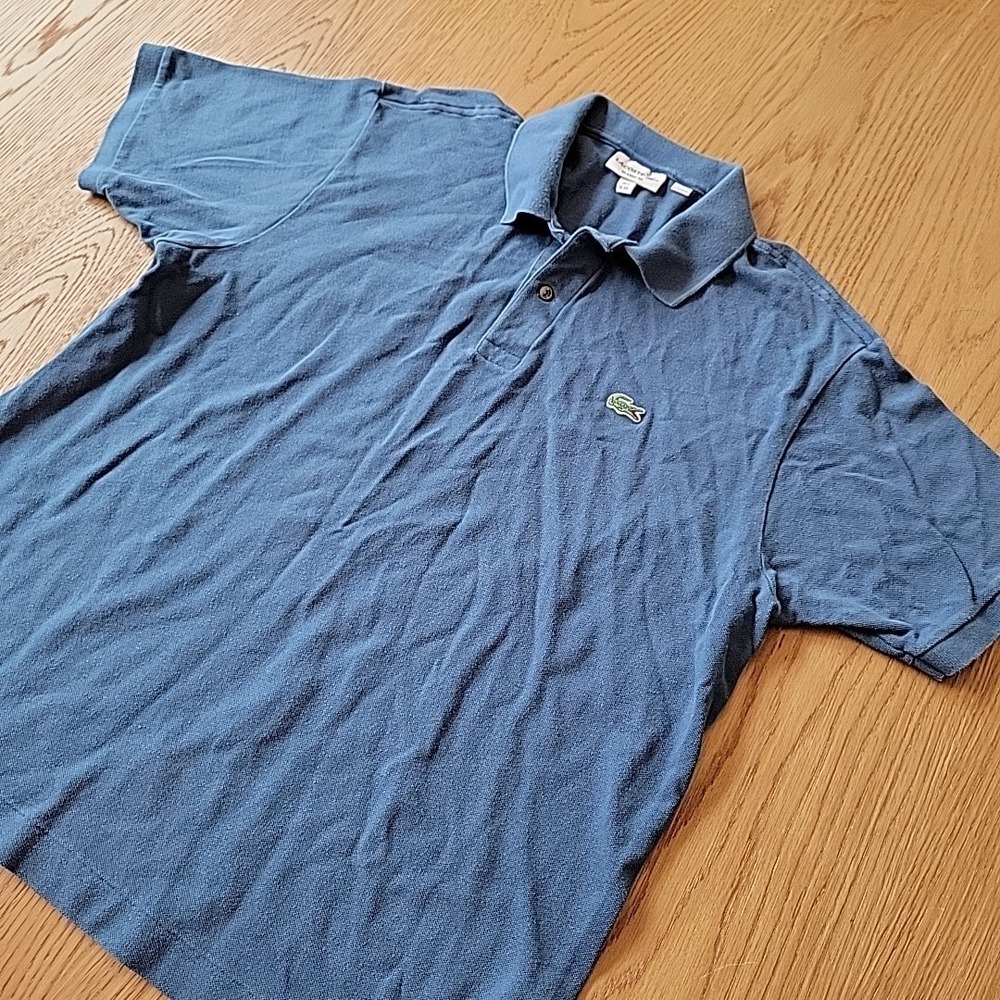 Lacoste Polo Shirt Men's Size FR 7 US 2XL Blue Classic Fit Solid Short Sleeve